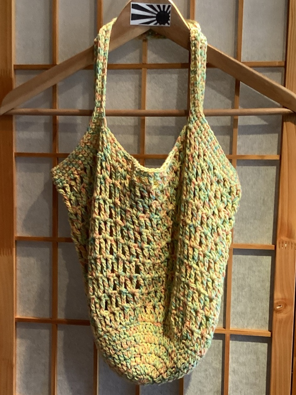 Handmade Market Tote Bag Crochet Knit Mesh / Net Style Multi-Color